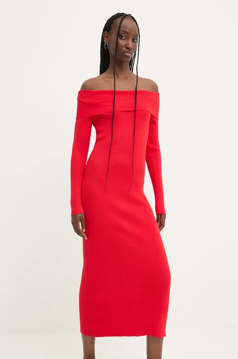 Desigual rochie MILWAUKEE culoarea rosu, midi, mulată, 24WWVF06