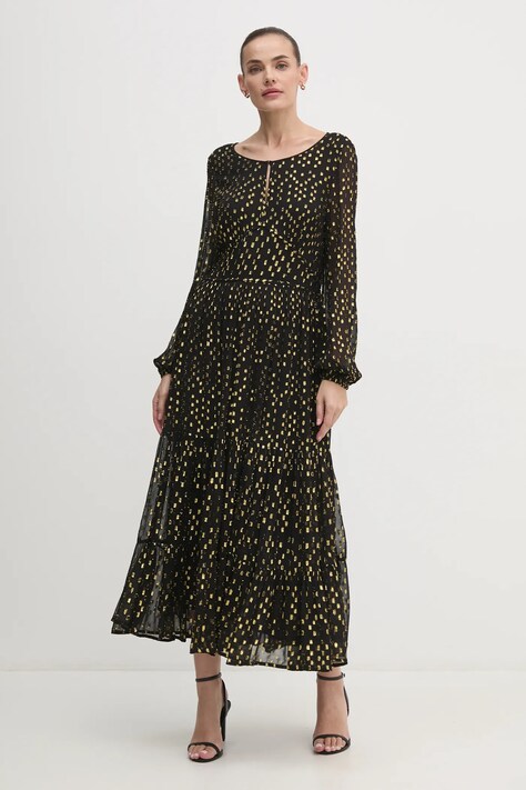 Tommy Hilfiger rochie culoarea negru, midi, evazată, WW0WW43018