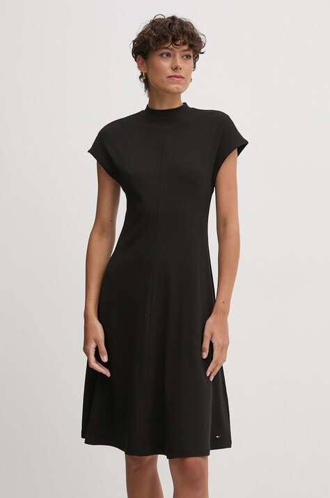 Tommy Hilfiger rochie culoarea negru, mini, evazată, WW0WW43201