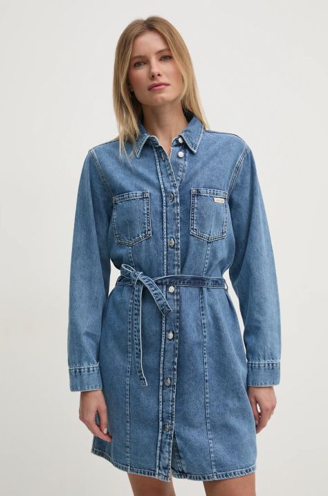 Džínové šaty Calvin Klein Jeans modrá barva, mini, J20J223981