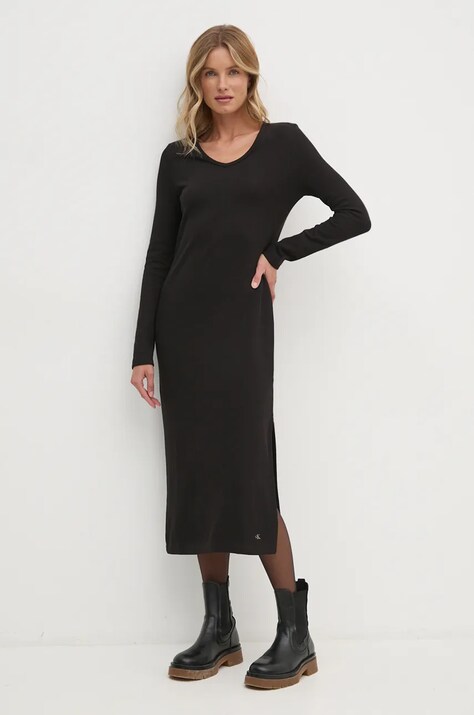 Calvin Klein Jeans rochie culoarea negru, midi, mulată, J20J224165