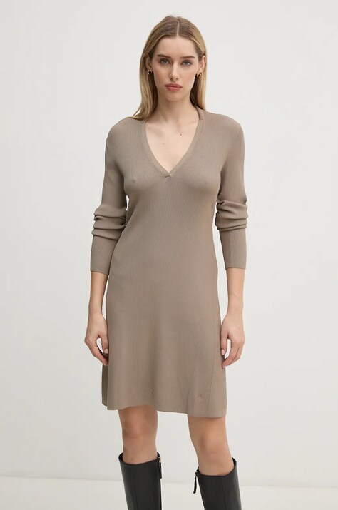 Calvin Klein Jeans rochie culoarea verde, mini, evazată, J20J224462