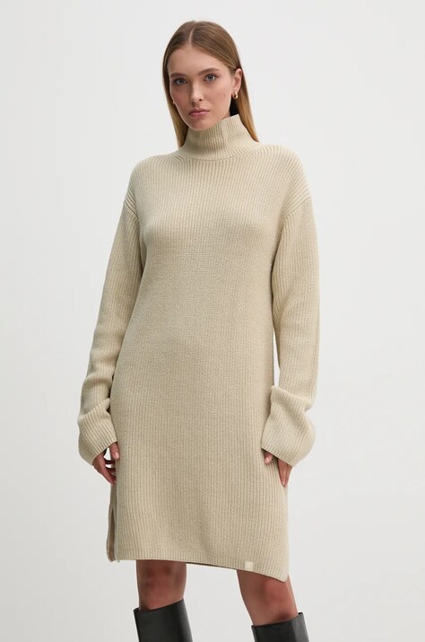 Рокля Calvin Klein Jeans в бежово среднодълга със стандартна кройка J20J224662