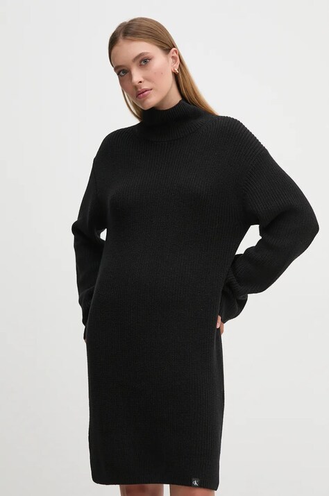 Calvin Klein Jeans rochie culoarea negru, midi, dreaptă, J20J224662