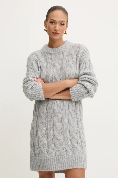 MICHAEL Michael Kors rochie din lână culoarea gri, mini, oversize, MF482PNF5C