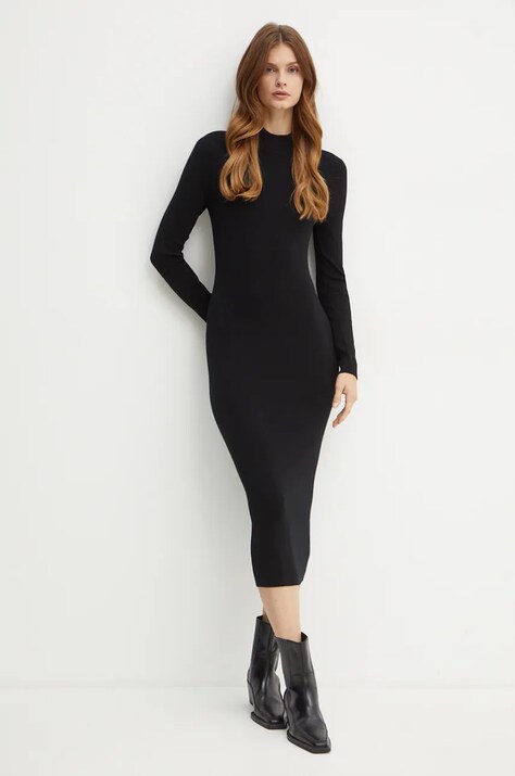 MICHAEL Michael Kors rochie din lana culoarea negru, mini, mulată, MF482Q14VR