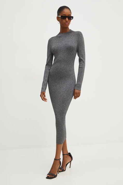 MICHAEL Michael Kors rochie culoarea gri, midi, mulată, MF482KPAFB