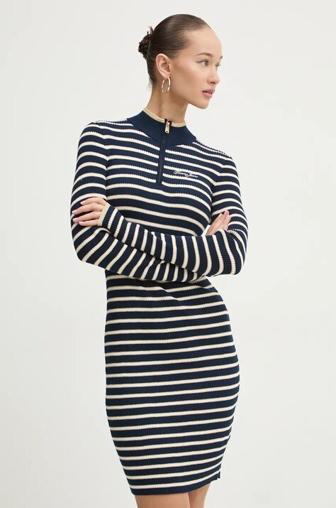 Tommy Jeans rochie culoarea bleumarin, mini, mulată, DW0DW19836