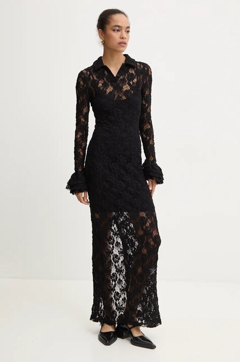 MSGM rochie culoarea negru, maxi, mulată, 3742MDA16.247624