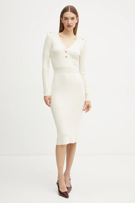 Morgan rochie RMBROOK culoarea bej, midi, mulată, RMBROOK