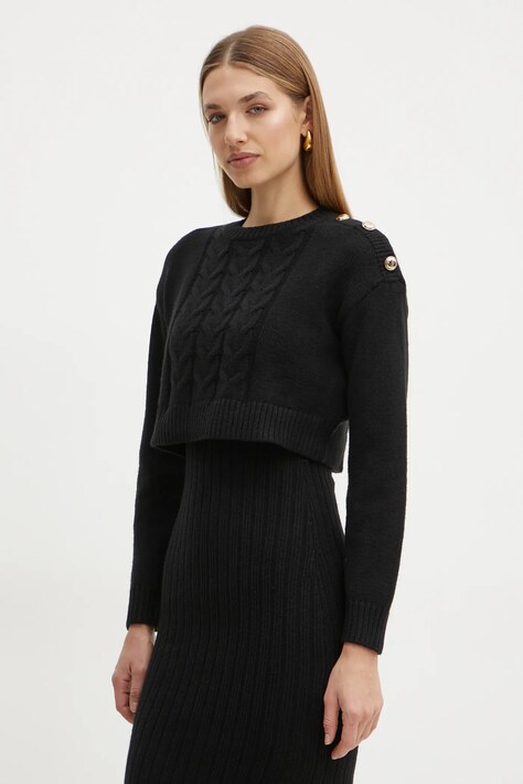Morgan rochie si pulover RMNATE culoarea negru, mini, mulată, RMNATE