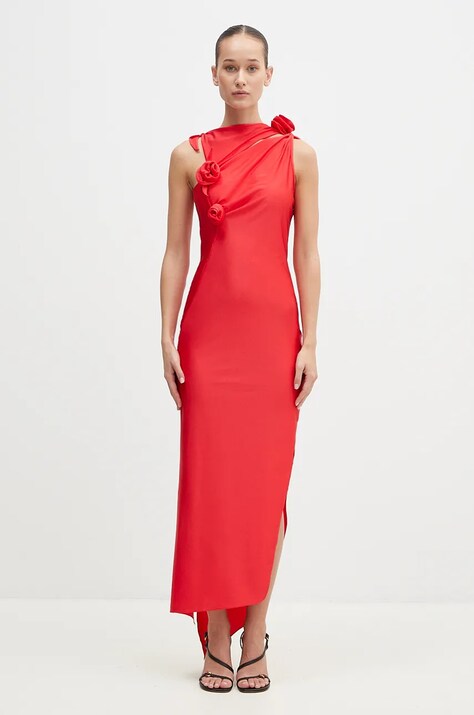 Šaty Coperni Asymmetric Flower Gown červená barva, maxi, COPR44545