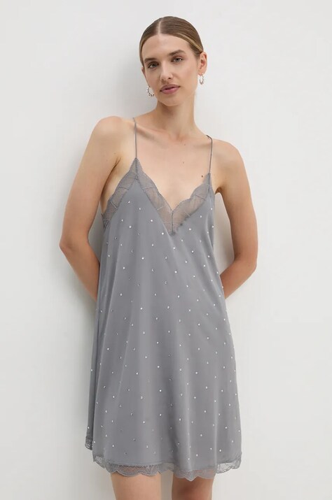 ZADIG&VOLTAIRE rochie de matase culoarea gri, mini, dreaptă, WWDR01361
