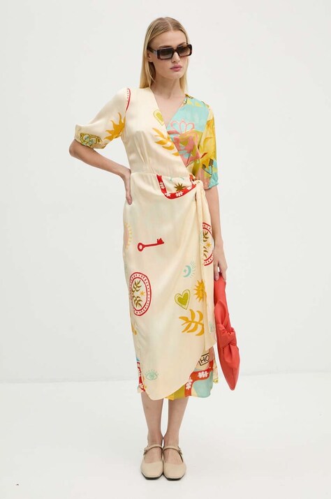 Never Fully Dressed rochie Vienna Wrap Dress midi, evazată, NFDDR1567