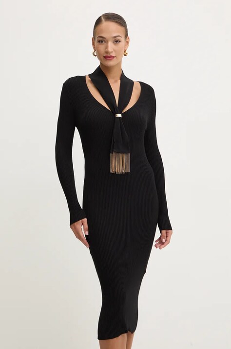 Simona Corsellini rochie culoarea negru, midi, mulată, A24CPABE03