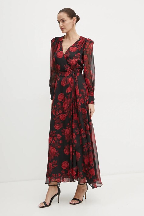 Bardot rochie LUCIANNA culoarea negru, maxi, evazată, 59537DB