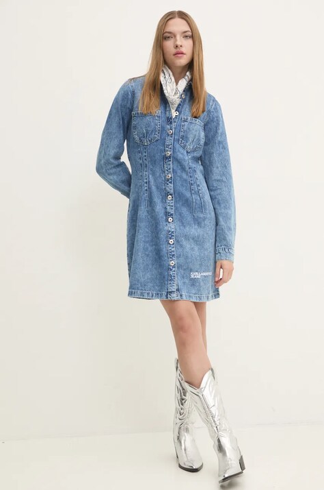 Džínové šaty Karl Lagerfeld Jeans modrá barva, mini, 246J1302