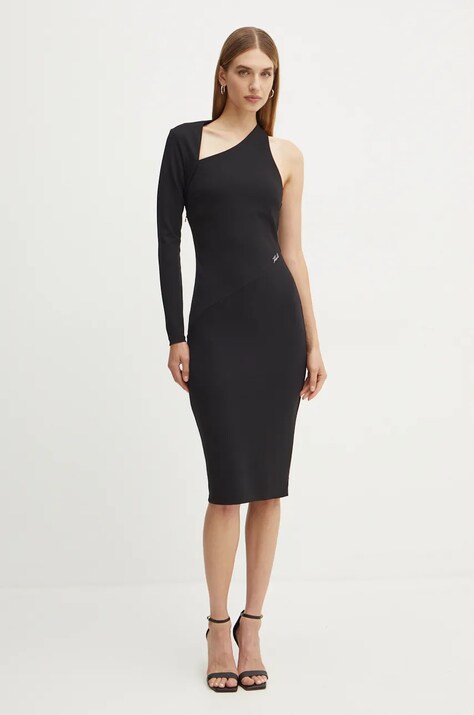 Karl Lagerfeld rochie culoarea negru, midi, mulată, 246W1315