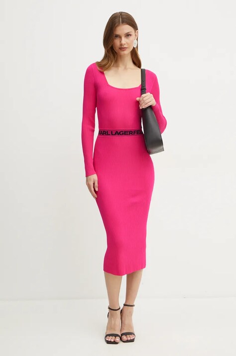 Karl Lagerfeld rochie culoarea roz, mini, mulată, 246W1326