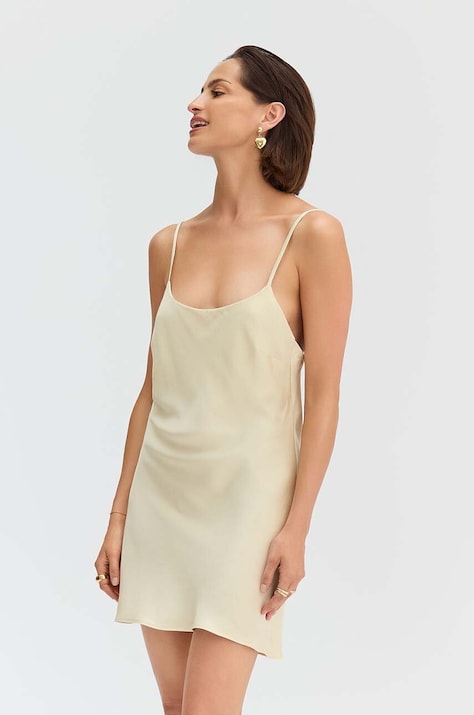 Saint Body rochie culoarea bej, mini, dreaptă, SB.587