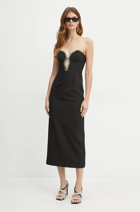 Bardot rochie ELENI culoarea negru, maxi, mulată, 58778DB1