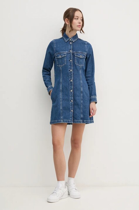 Pepe Jeans rochie din denim Red Bull Racing x Pepe Jeans mini, mulată, RL950001R13