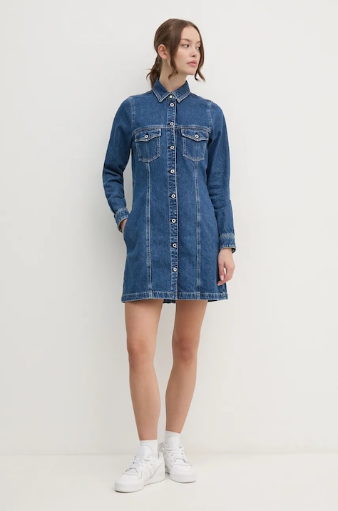 Pepe Jeans rochie din denim Red Bull Racing x Pepe Jeans mini, mulată, RL950001R13