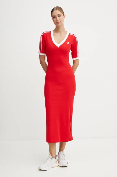 adidas Originals rochie culoarea rosu, maxi, dreaptă, IY7217
