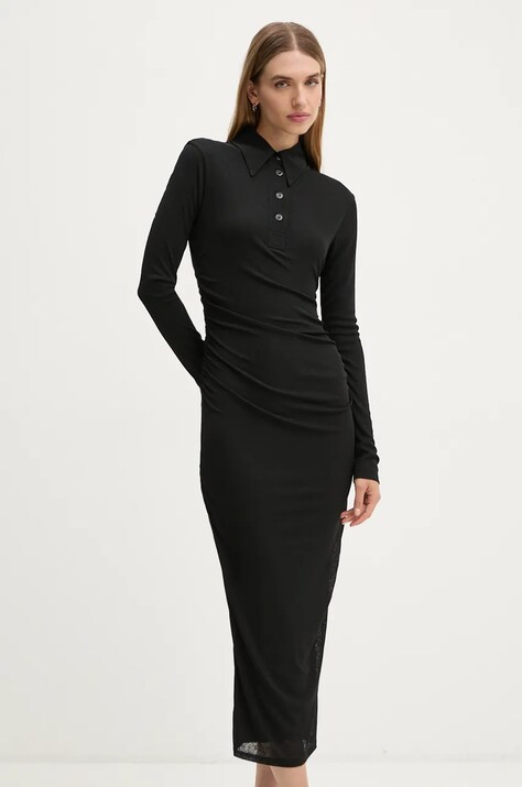 Nanushka rochie VERITY culoarea negru, midi, mulată, NW24CRDR00399