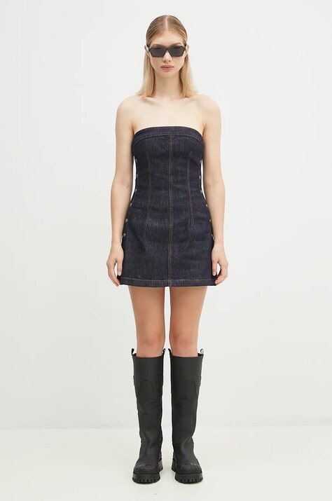 KSUBI rochie din denim Hotline culoarea bleumarin, mini, mulată, WFA24DR002