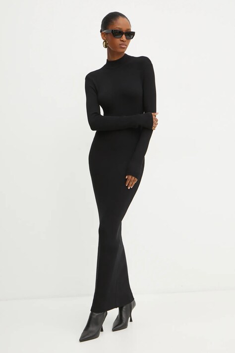 La Mania rochie FALLON culoarea negru, maxi, mulată, FALLON