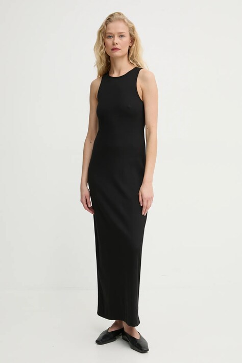 By Malene Birger rochie LOVELO culoarea negru, midi, mulată, Q71679030Z