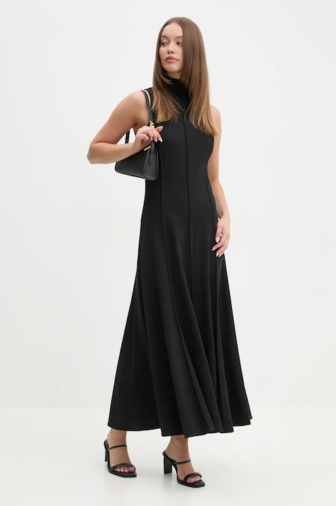 Sandro Ferrone rochie culoarea negru, maxi, evazată, SFS23YBEBOTTONE
