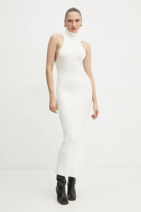 Bardot rochie MARIANO culoarea alb, maxi, mulată, 59434DB