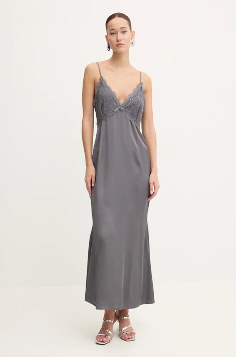 Never Fully Dressed rochie Reha culoarea gri, maxi, evazată, NFDDR1612
