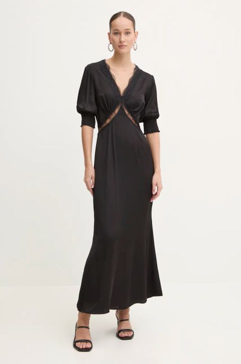 Never Fully Dressed rochie May Dress culoarea negru, maxi, evazați, NFDDR1692