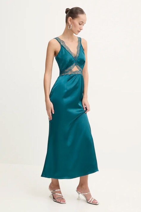 Рокля Never Fully Dressed Mimi Dress в тюркоазено дълга разкроена NFDDR1715