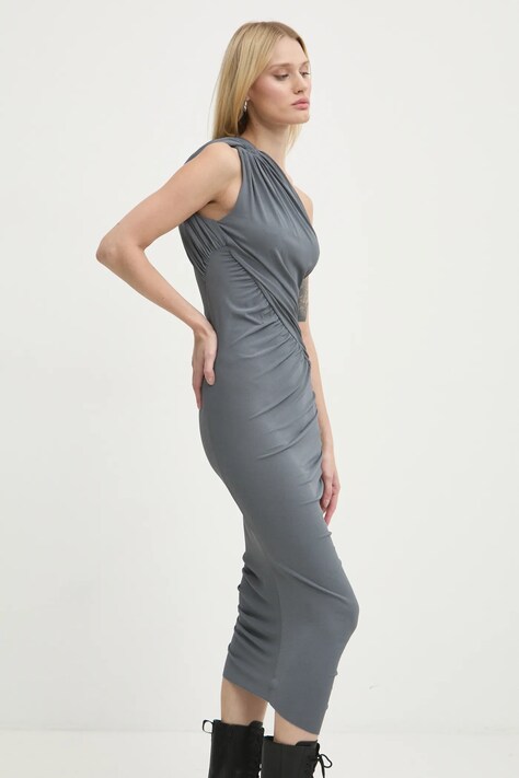 Obleka Rick Owens Lilies siva barva, LI02D5526CVI