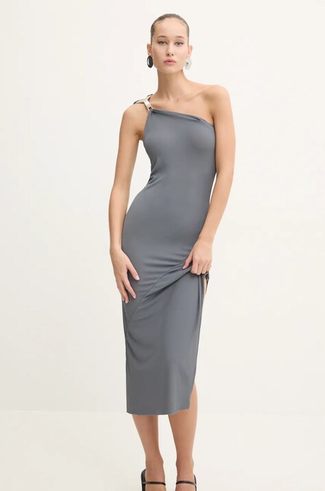 Rick Owens Lilies rochie culoarea gri, midi, mulată, LI02D5534CVI