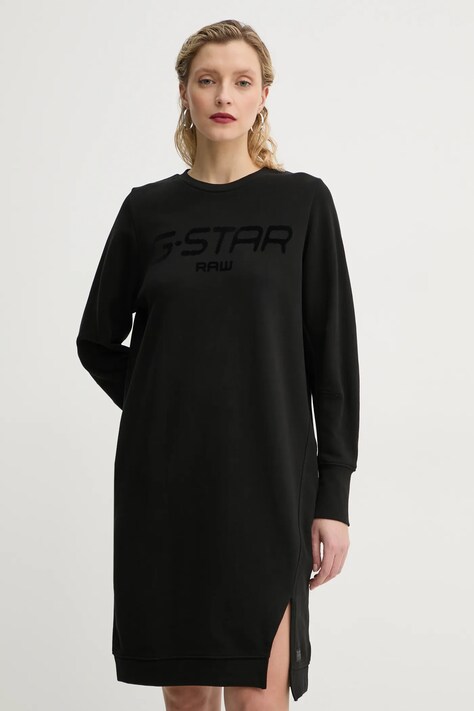 Bavlněné šaty G-Star černá barva, mini, oversize, D25038-D589