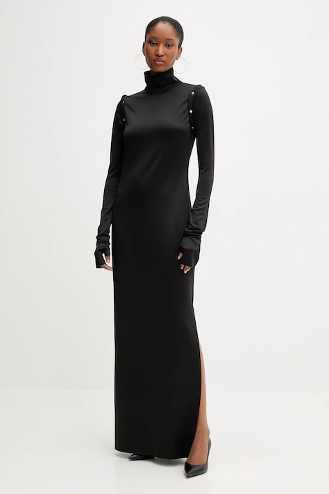 PRESSIAT rochie culoarea negru, maxi, mulata, PRE416FW24
