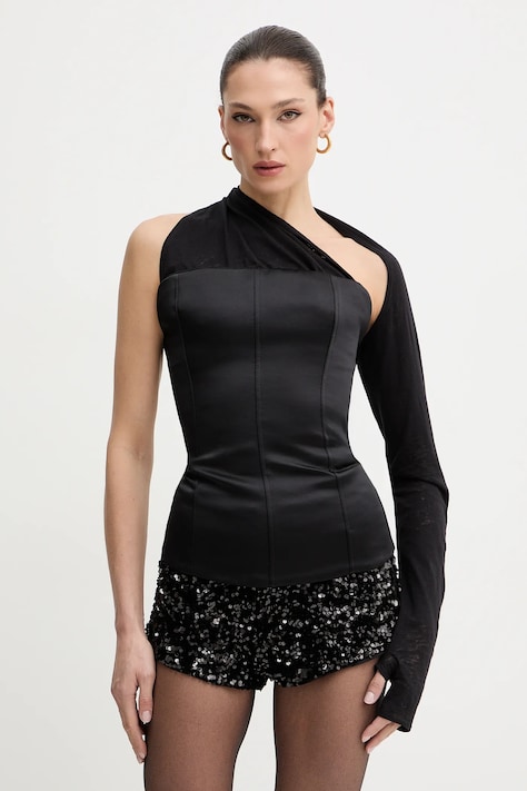 Вълнена блуза PRESSIAT дамска в черно с изчистен дизайн PRE119FW24