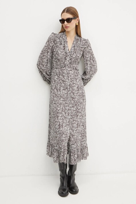 Weekend Max Mara rochie culoarea maro, maxi, evazată, 2425226023600