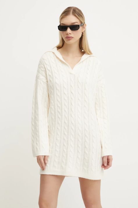 Abercrombie & Fitch sukienka z domieszką wełny kolor beżowy mini oversize KI159-5097