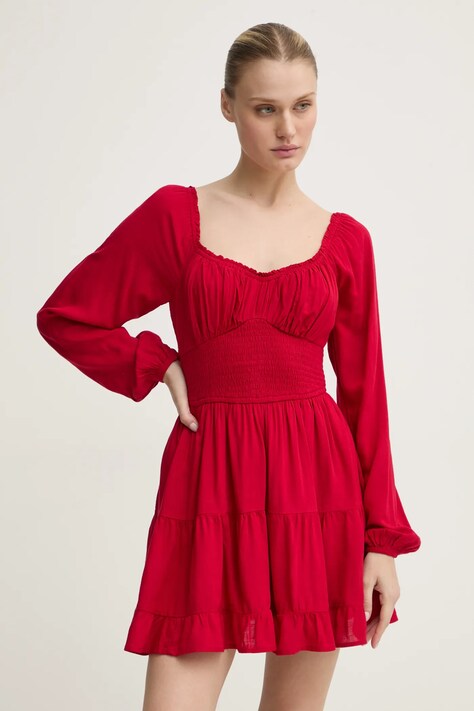 Hollister Co. rochie culoarea rosu, mini, evazată, KI359-4273
