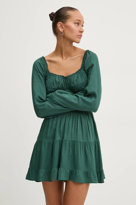 Hollister Co. rochie culoarea verde, mini, evazată, KI359-4295