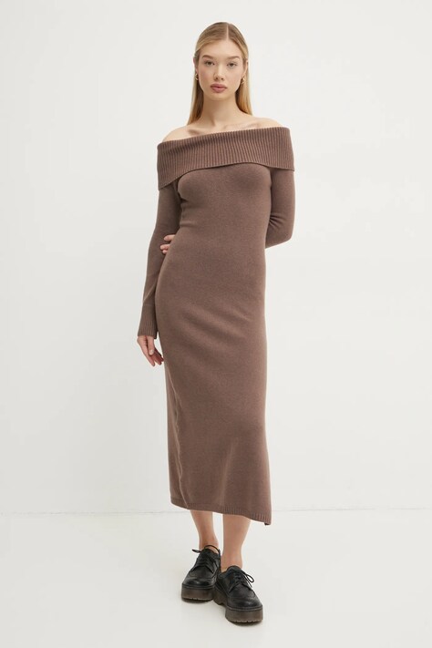Hollister Co. rochie culoarea maro, midi, mulată, KI359-4343