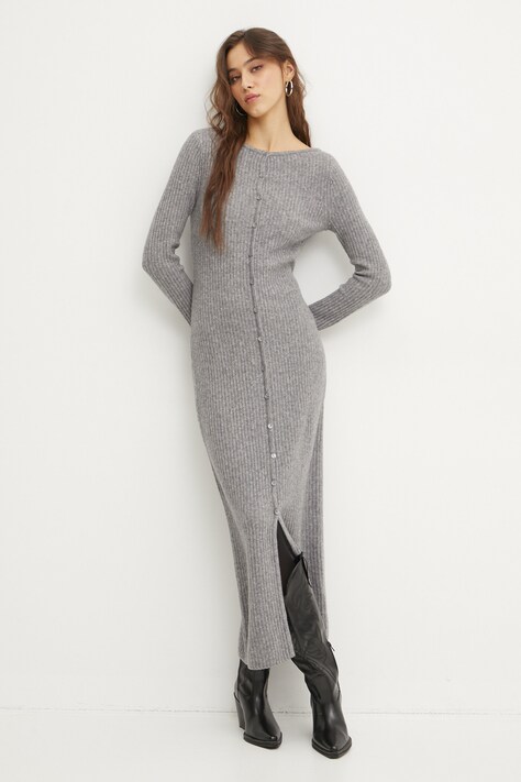 Abercrombie & Fitch rochie din lana culoarea gri, maxi, mulată, KI159-5053