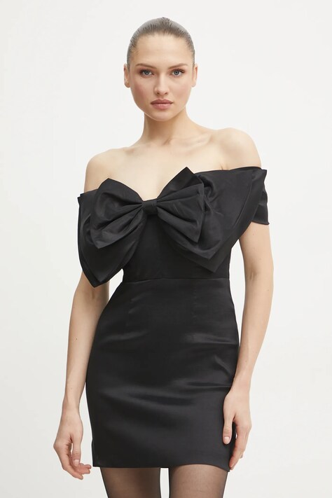 Сукня Bardot MINI BOW DRESS колір чорний mini облягаюча 54327DB2