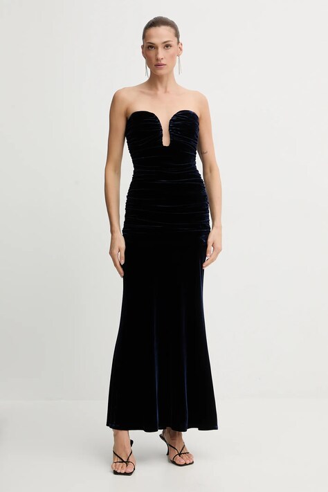 Bardot rochie ELVIRA culoarea negru, maxi, mulată, 59692DB